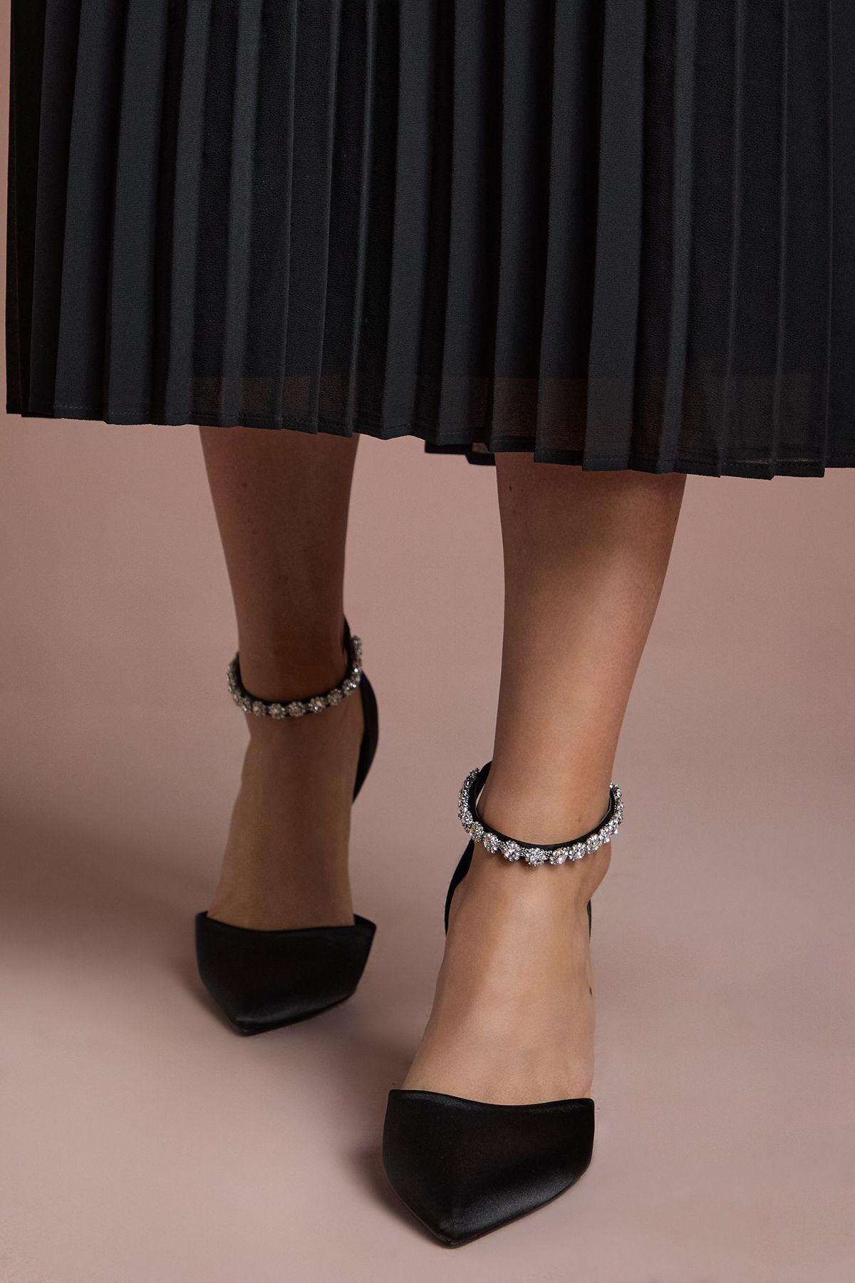 Coast Wide Fit Tatiana Satin Jewelled Anklet High Stiletto Court Shoes