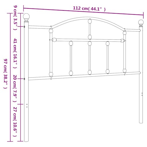 NNEVL Metal Headboard White 107 cm