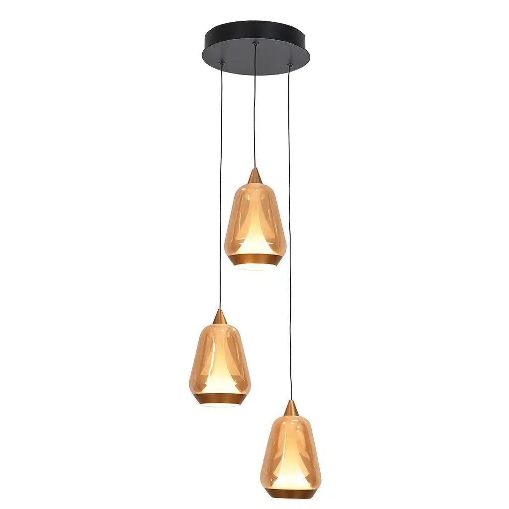 Highlight hanglamp Tromba - 3 lichts - 22 x 155  cm - amber zwart