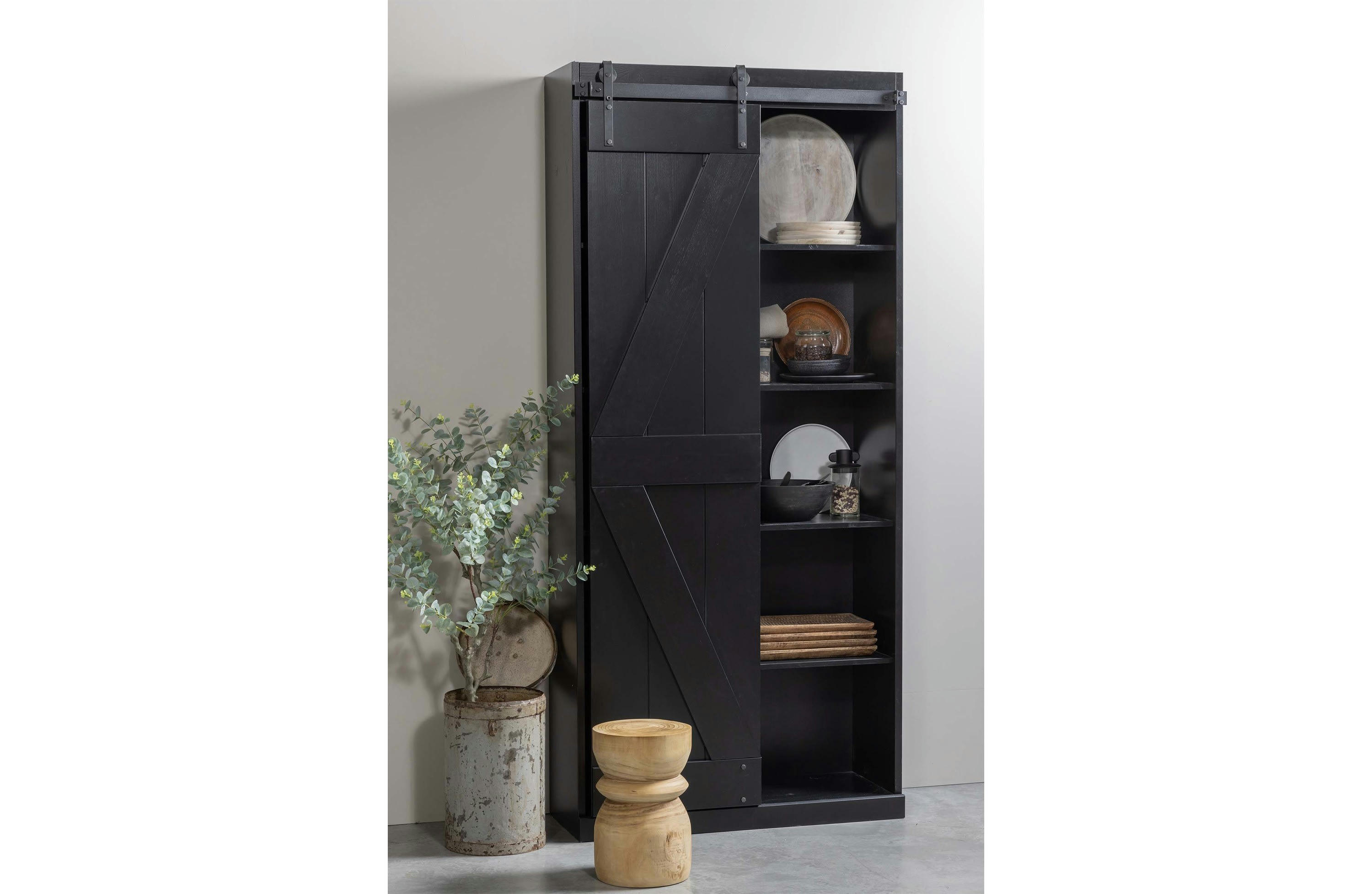 HARRIS - Armoire avec 1 porte coulissante en bois noir