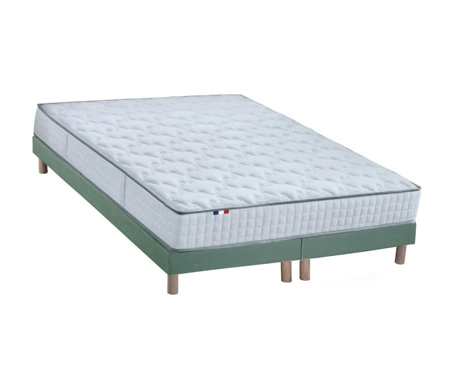 ENSEMBLE ODYSSEE - Ensemble matelas ressorts mémoire forme sommier vert 180x200