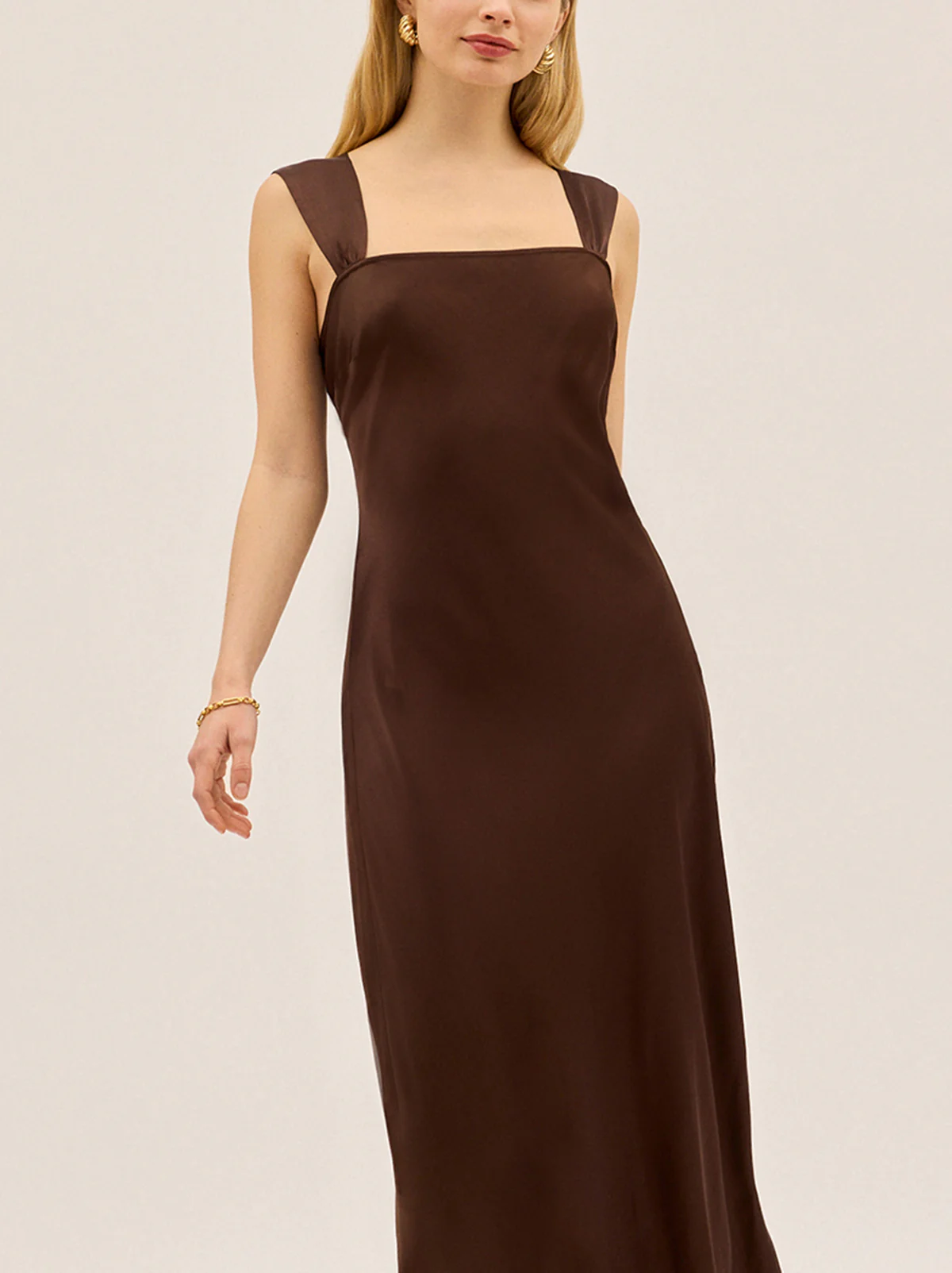 Christine Chocolate Satin Dress