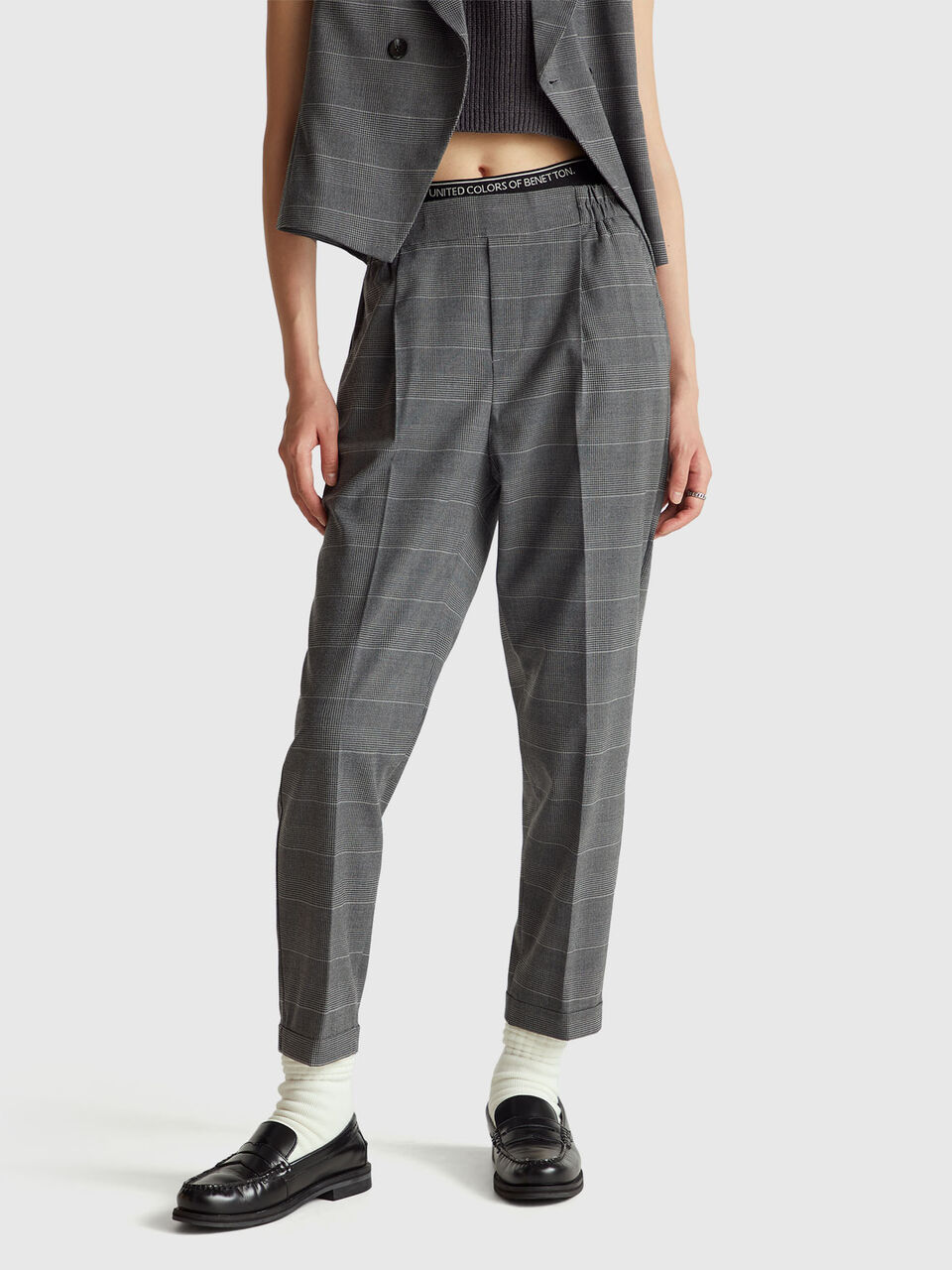 Houndstooth flannel trousers