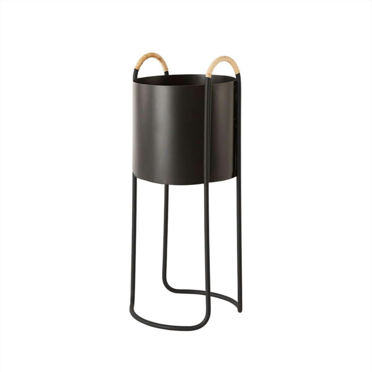 MAKI - Porte pot de fleur noir en métal H55x24x22cm