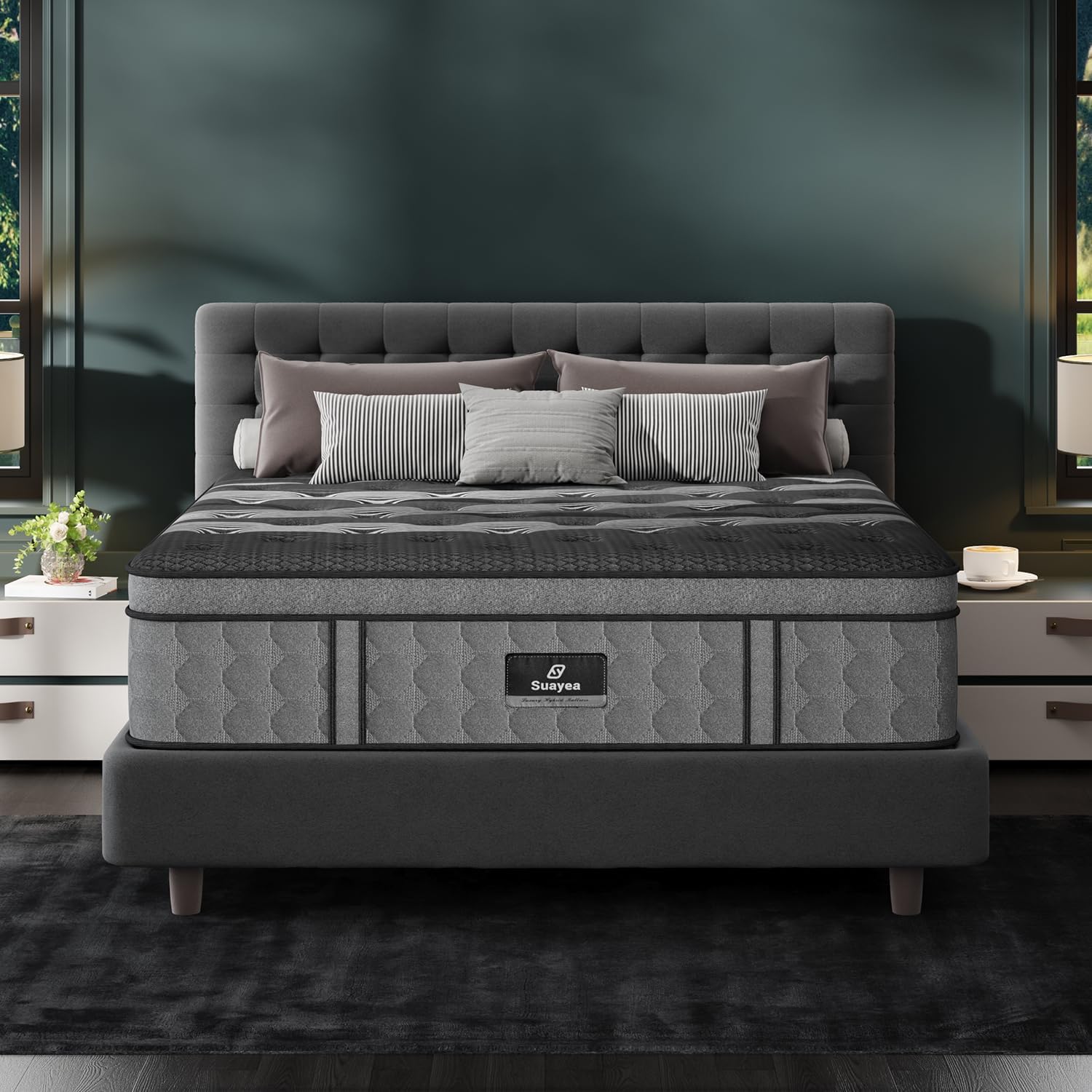King Size Mattress 14 Inch, Hybrid King Mattress in a Box, Cooling Memory Foam Mattresses with Individual Pocket Springs, Pressure Relief, Fiberglass Free, Motion Isolation, CertiPUR-US
