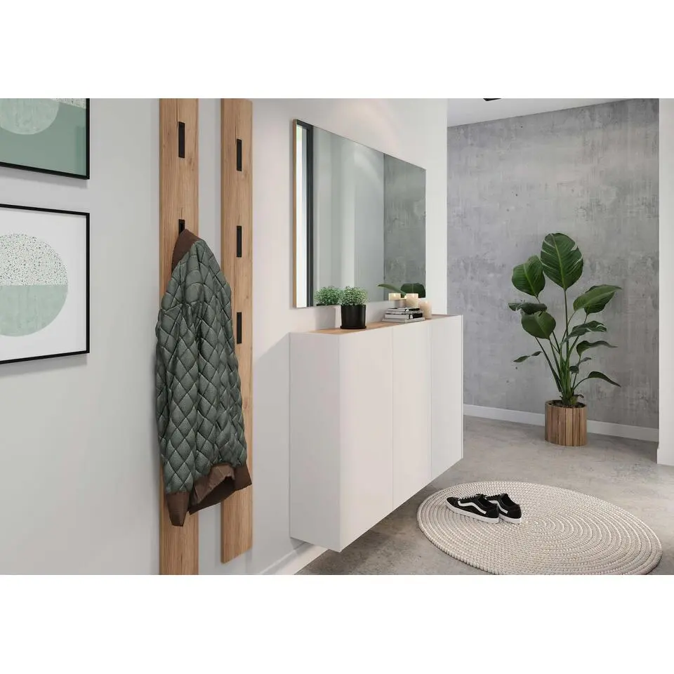 Halkast Lydia - 138x25x87cm - 3 deuren - kasjmier/eikdecor