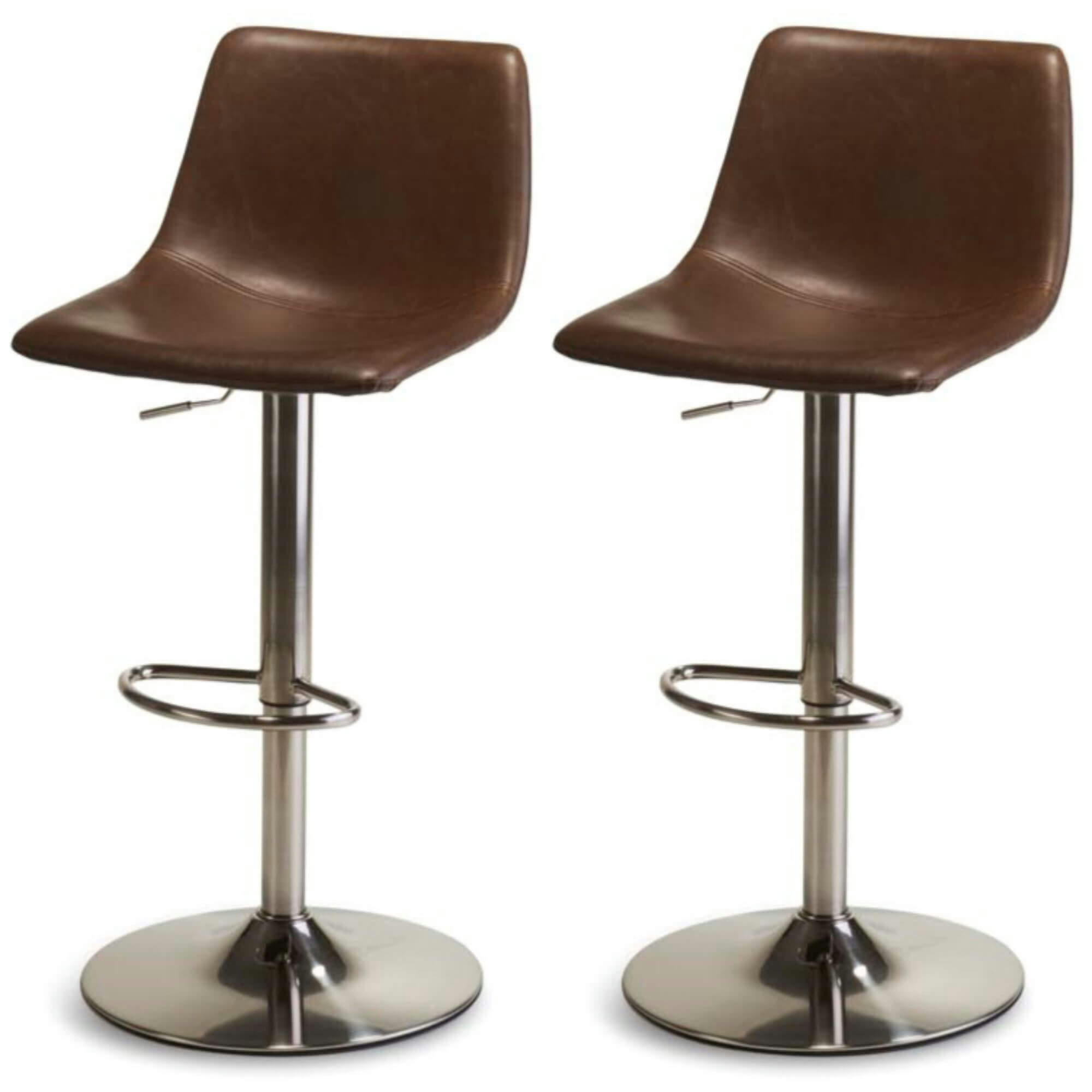 LUKAS - Lot de 2 chaise de bar en simili marron foncé H85