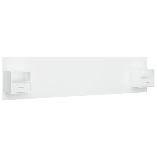 NNEVL Bed Headboard with Cabinets White Engineered Wood