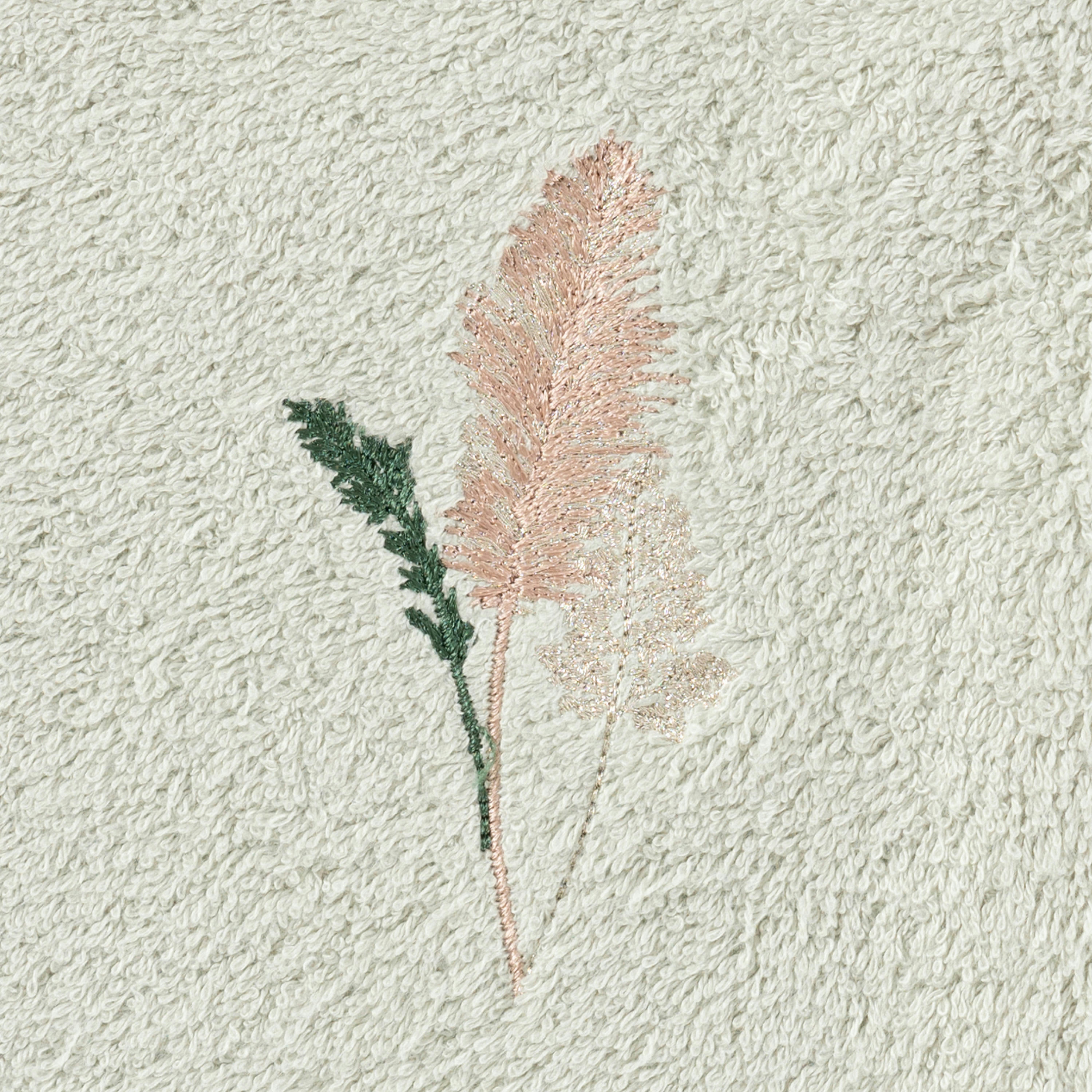 PAMPA 2 - Gant de toilette coton brodé bouclette vert 15x21