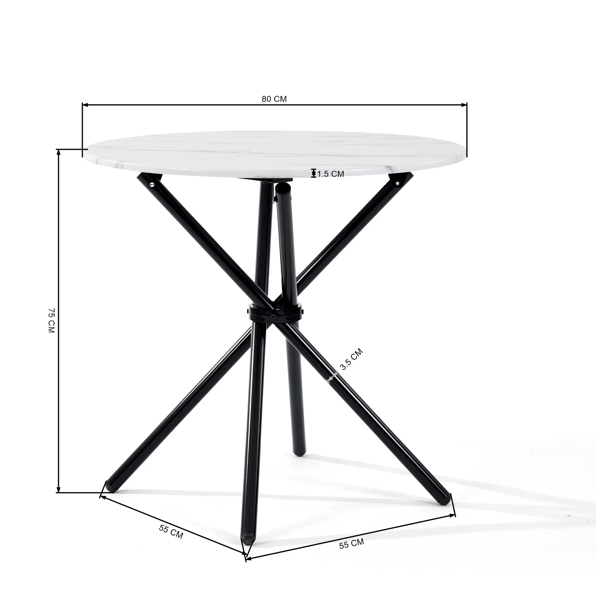 Round Folding Table - Modern and Elegant Design for Home, Dining room, Office, and Outdoor Use