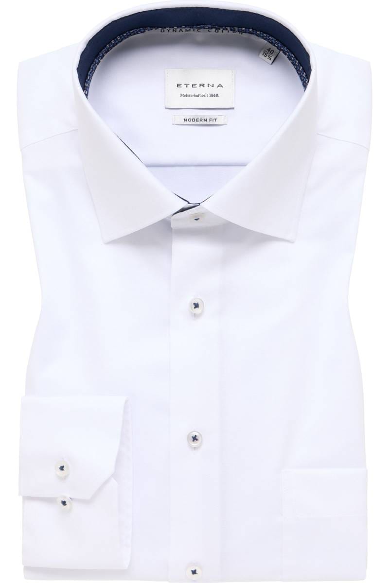 ETERNA Modern Fit Hemd weiss, Einfarbig (super langer Arm)