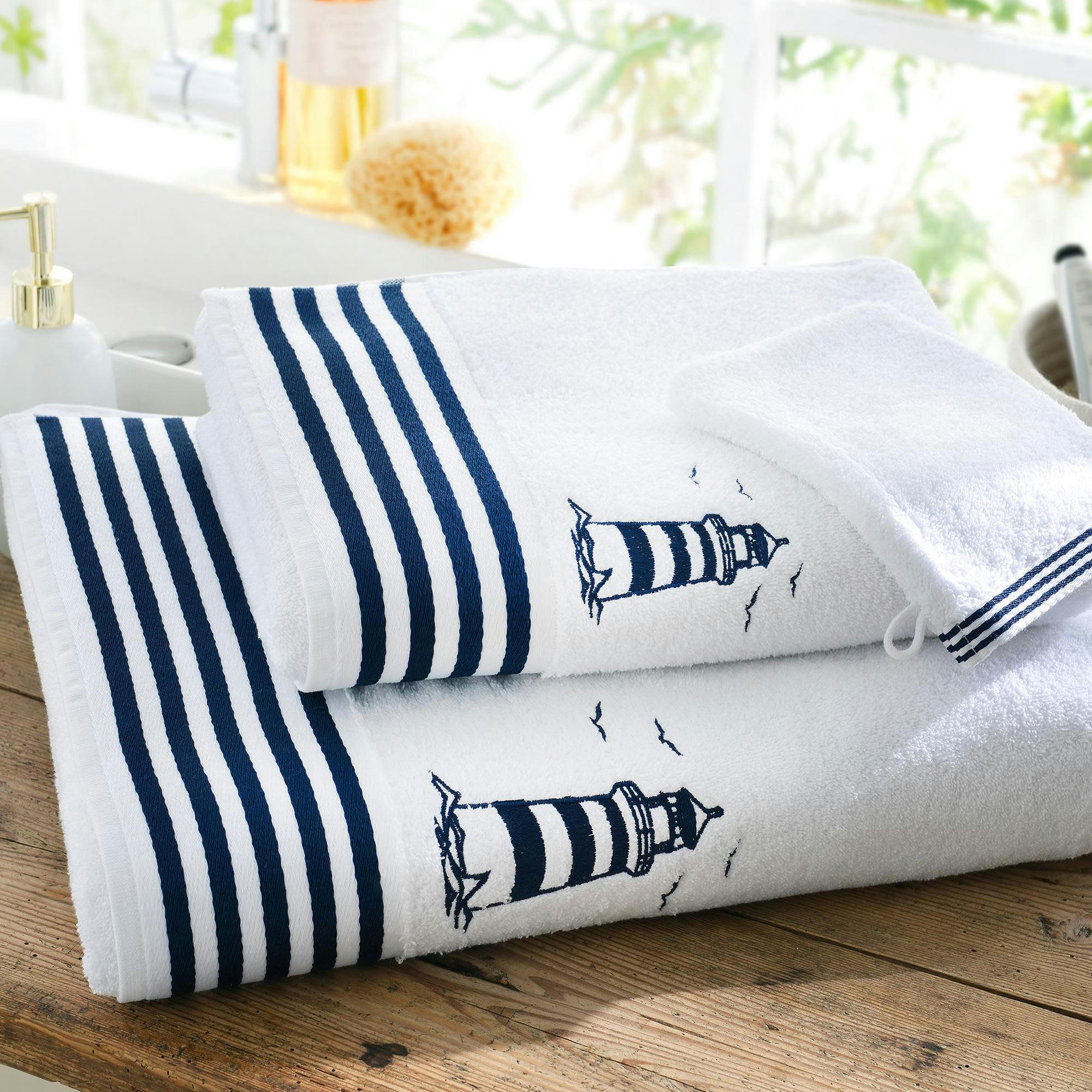 PHARE - Drap de bain 100x150 blanc en coton 450 g/m²