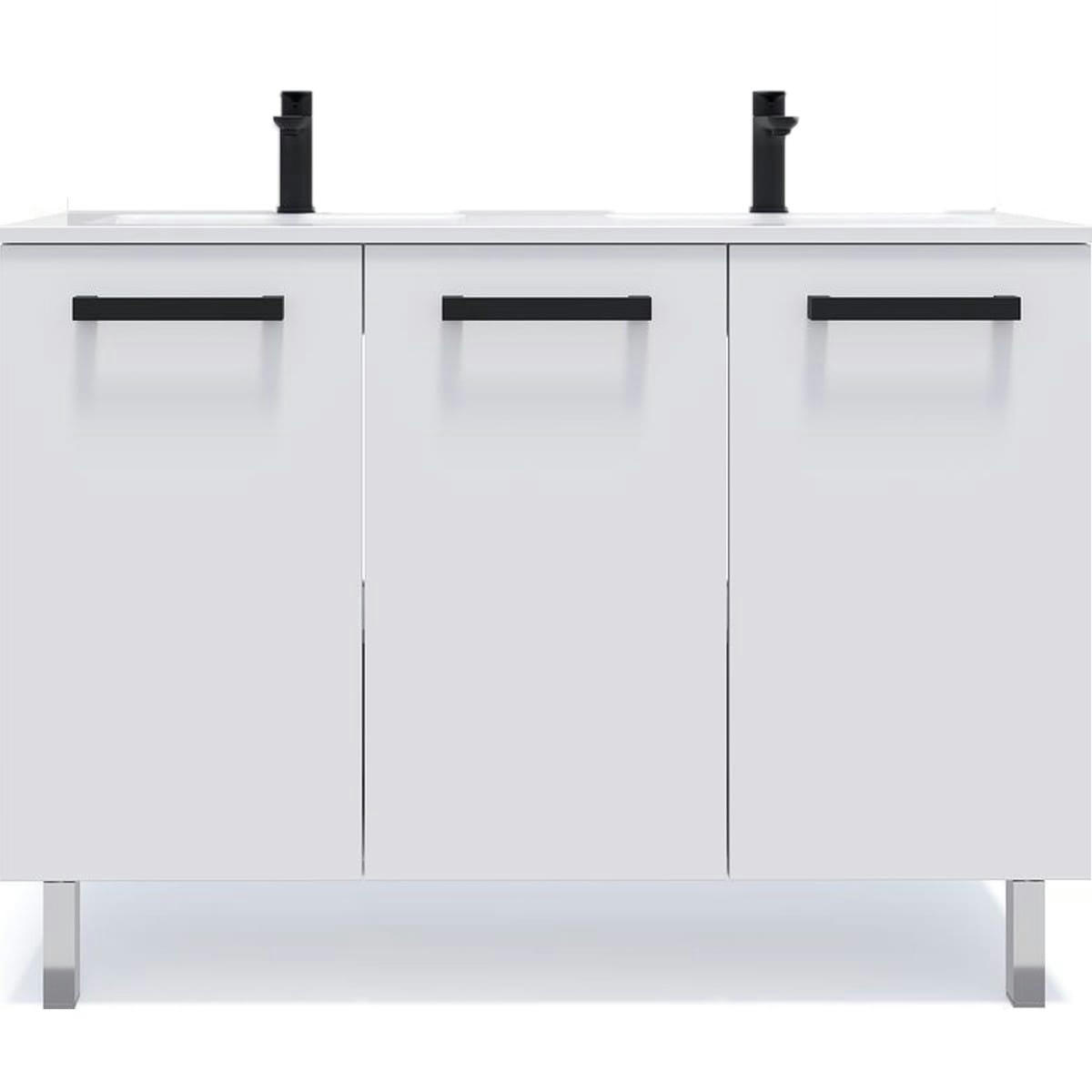 CHELSEA - Meuble salle de bain double vasque 120cm 3 portes Blanc