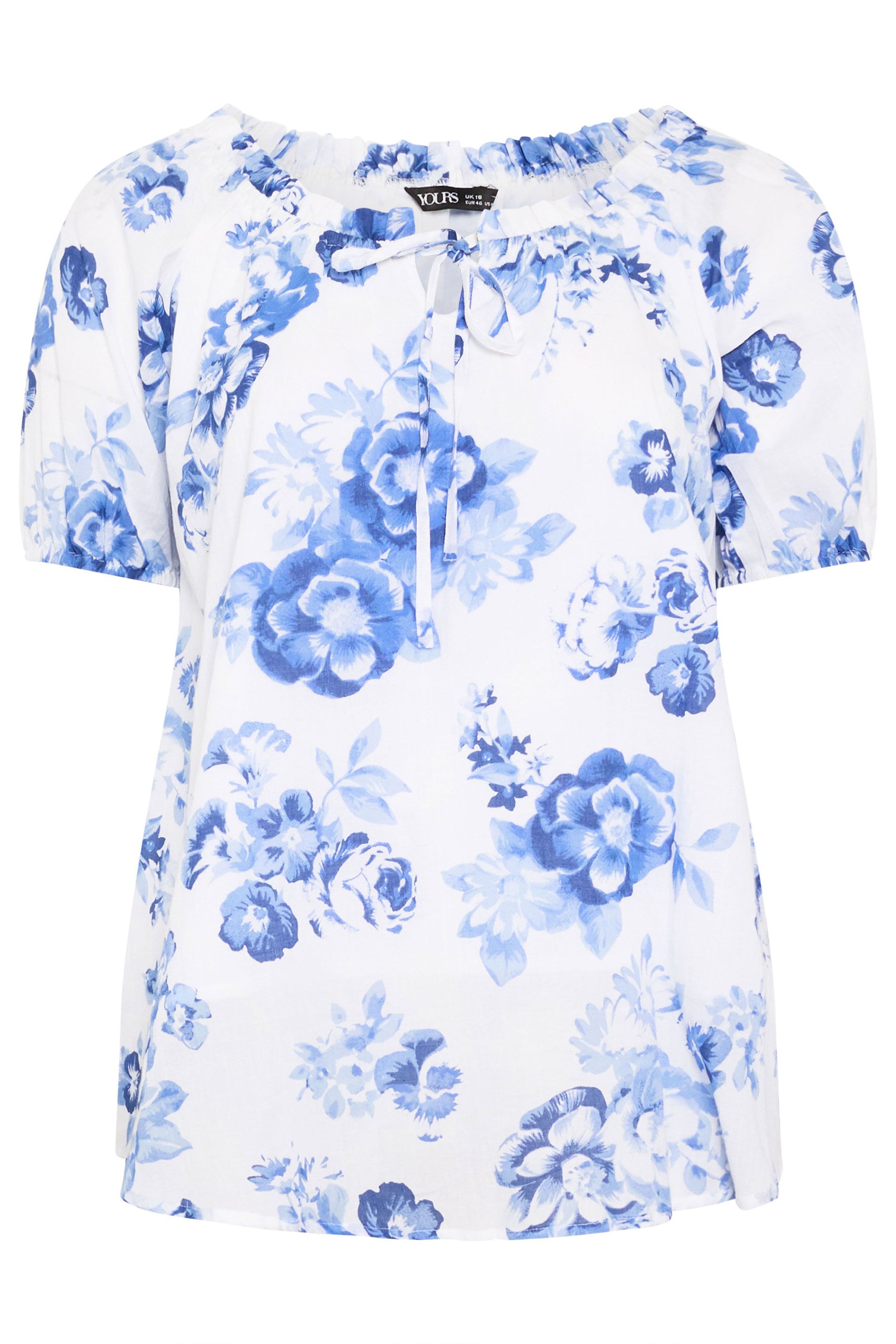 Yours Floral Gypsy Tie Neck Top