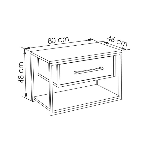 Meuble salle de bain 80 cm pour vasque à poser - Effet Chêne - A suspendre - Cobalto