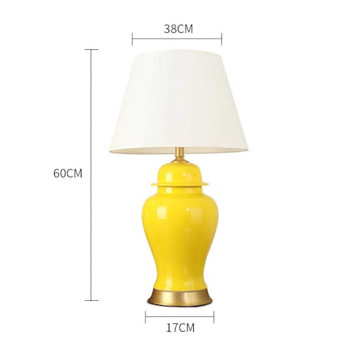 SOGA 2X Oval Ceramic Table Lamp with Gold Metal Base Desk Lamp Yellow