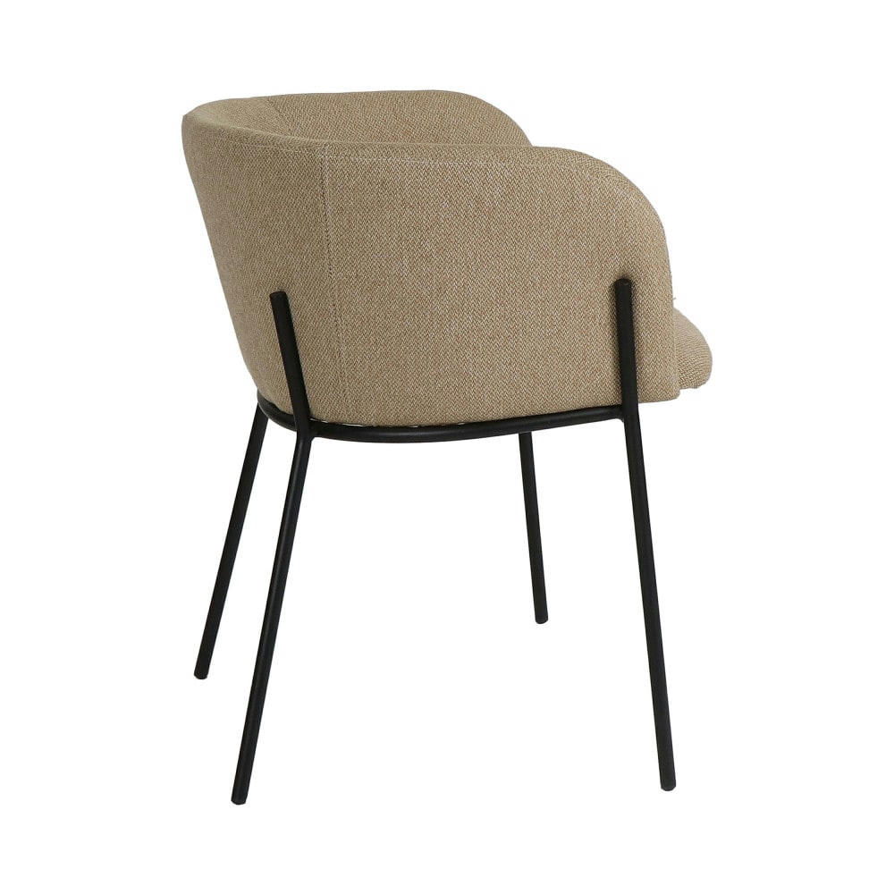 POLKA - Fauteuil de table en tissu pieds métal beige