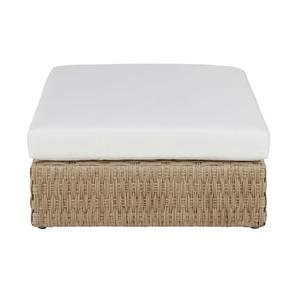 Toranga - Pouf pour canapé de jardin modulable en résine tressée et coussins écrus