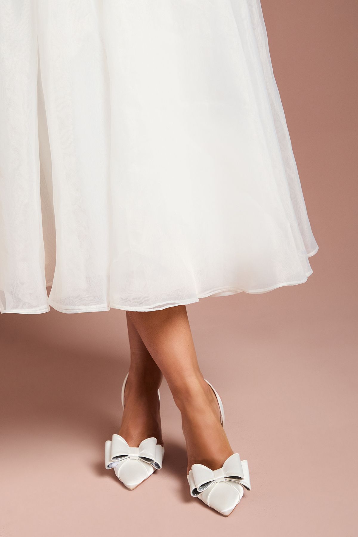 Coast Bridal Tamara Satin Bow Sling Back High Stiletto Heel Court Shoes