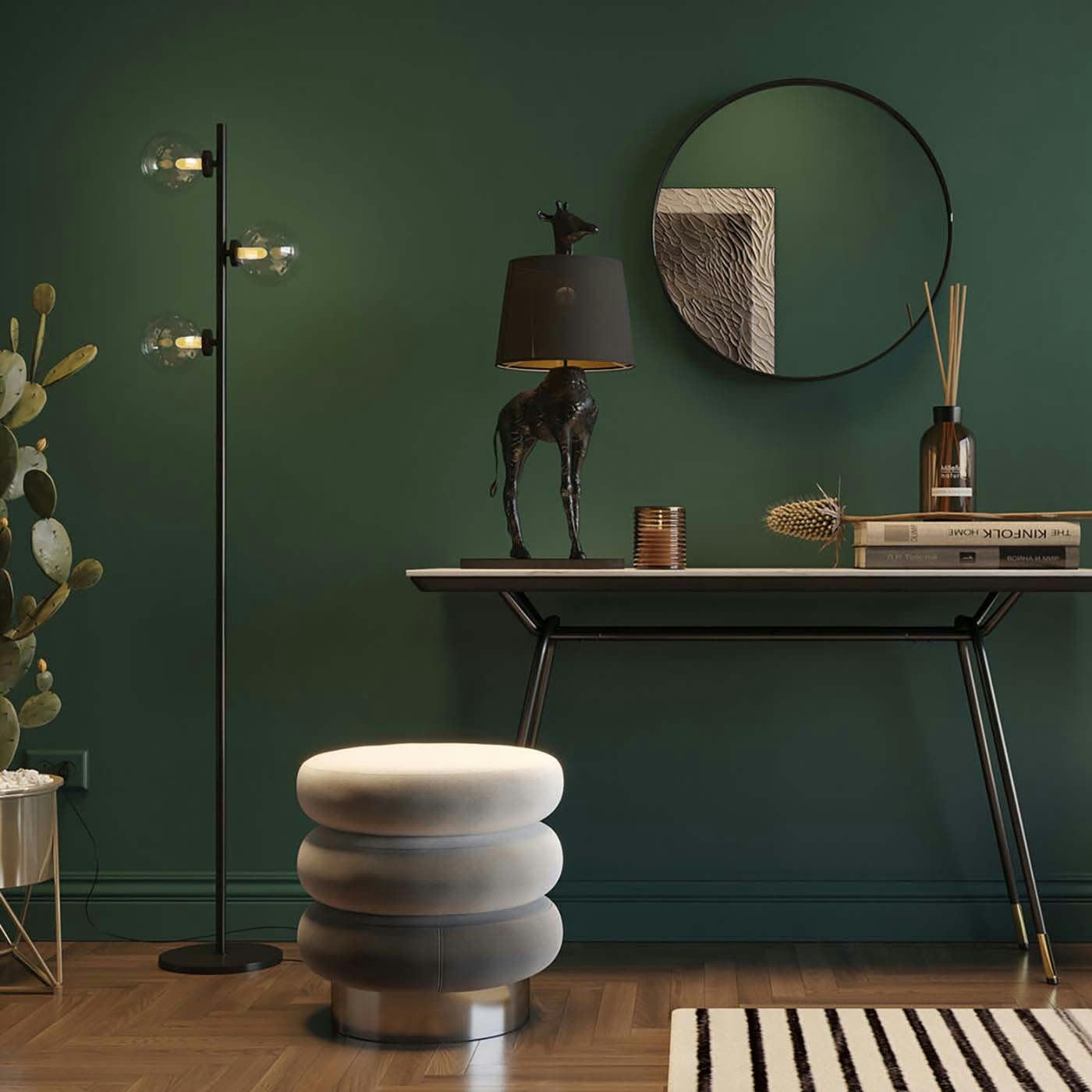 SANDWICH - Tabouret en velours gris et acier chromé