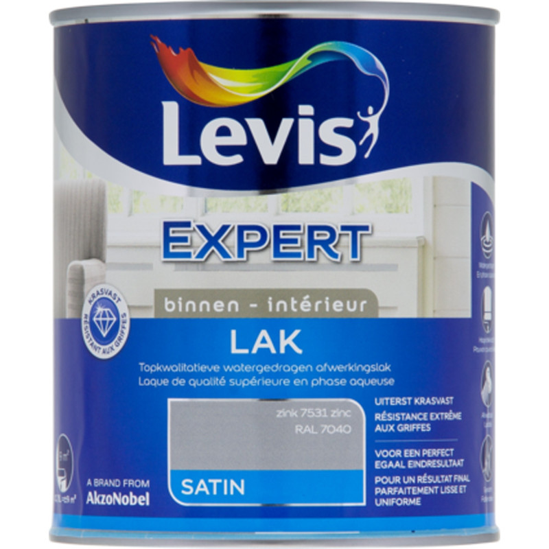Laque Expert Intérieur zinc 0,75 L LEVIS