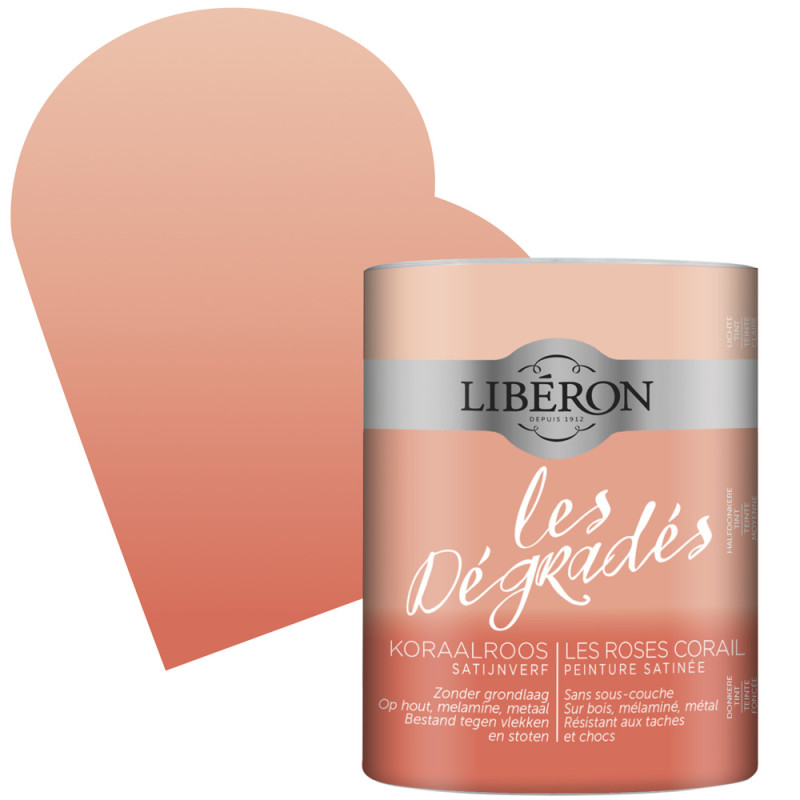 Peinture Les Dégradés Rose Corail satin 0,6 L LIBERON