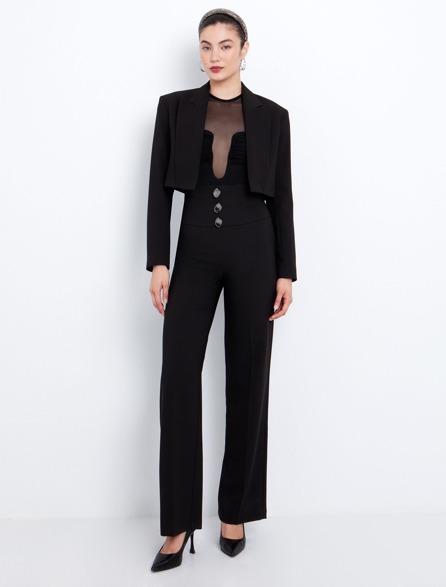 Crop σακάκι με πέτο