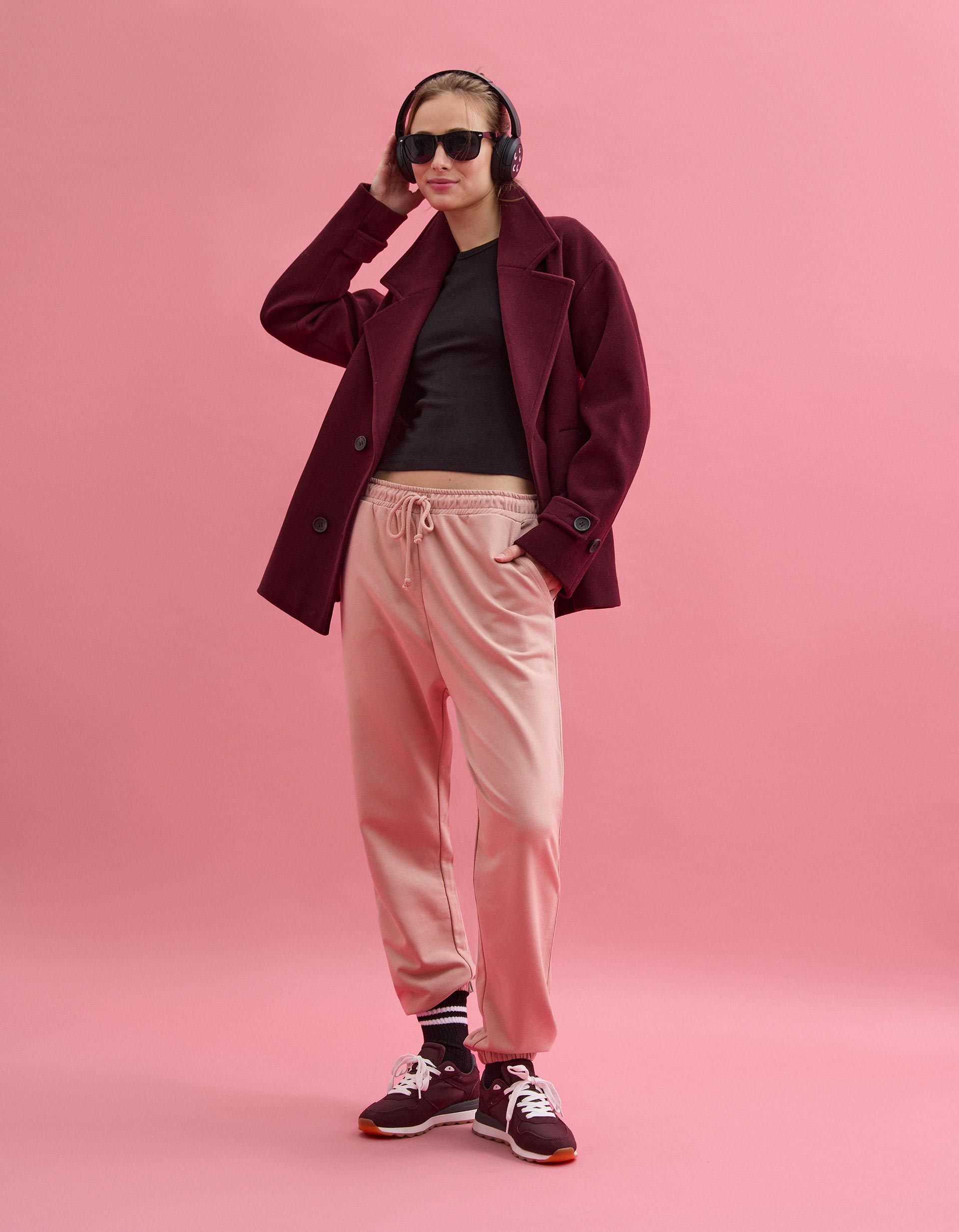 Calças Joggers, Mulher, Rosa Claro