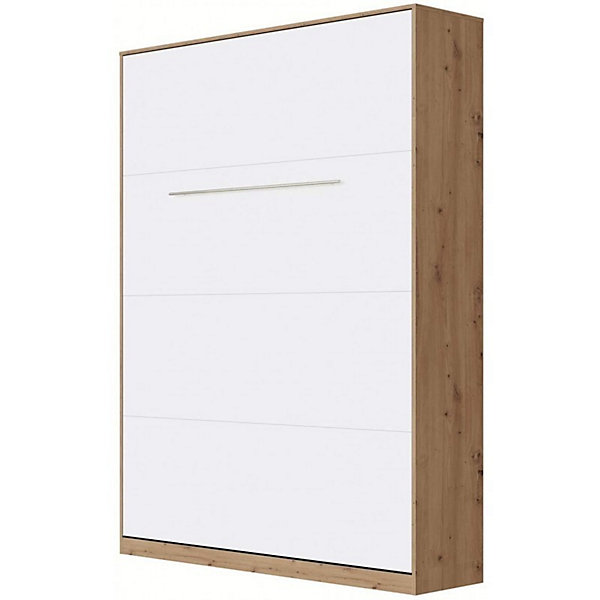 Lit escamotable  2 Placards Vertical 140x200 (50x2)cm Lit Mural Standard Chêne Sauvage-blanc