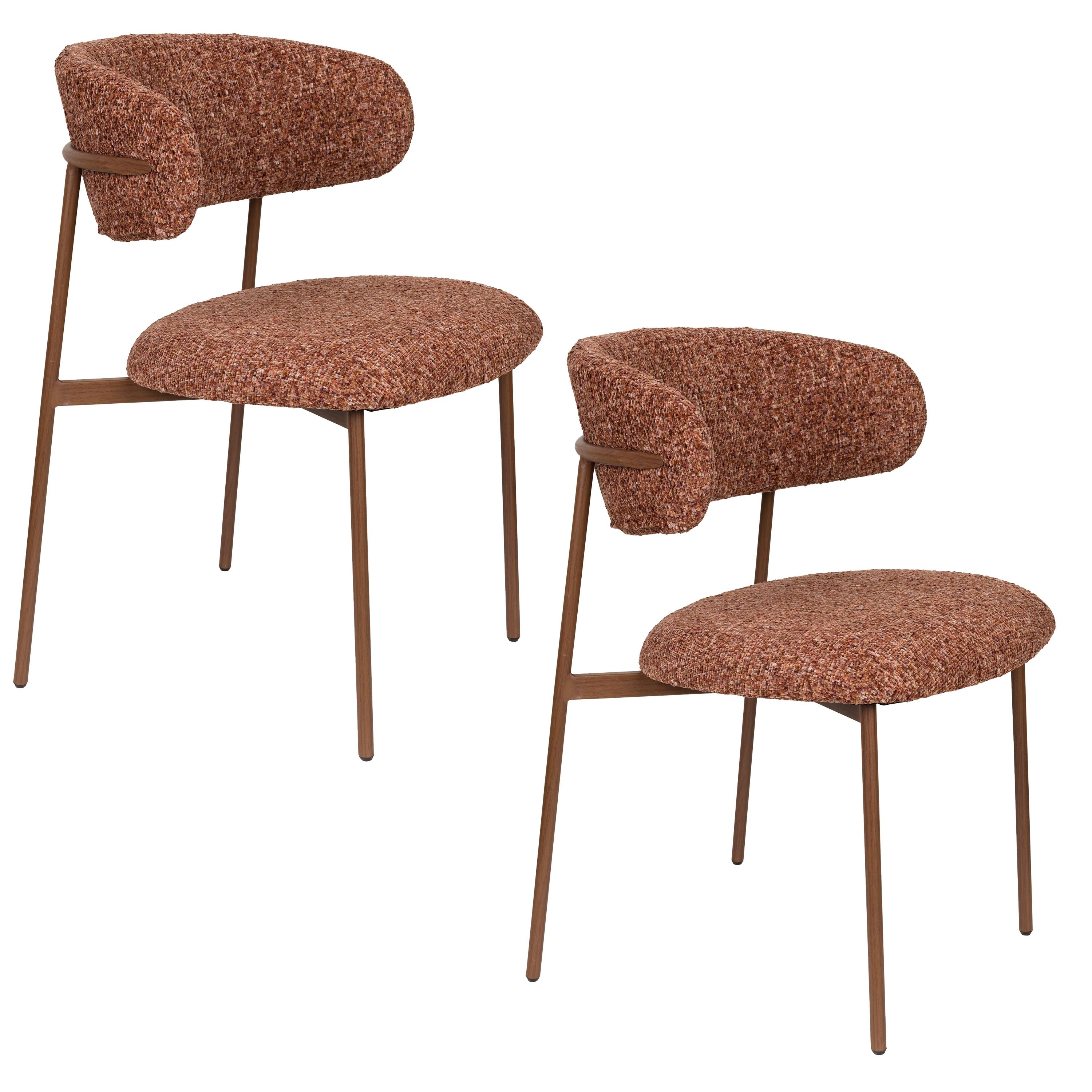 Housecraft Living Claes Eetkamerstoelen Gemêleerd Terra/ rood - Set van 2