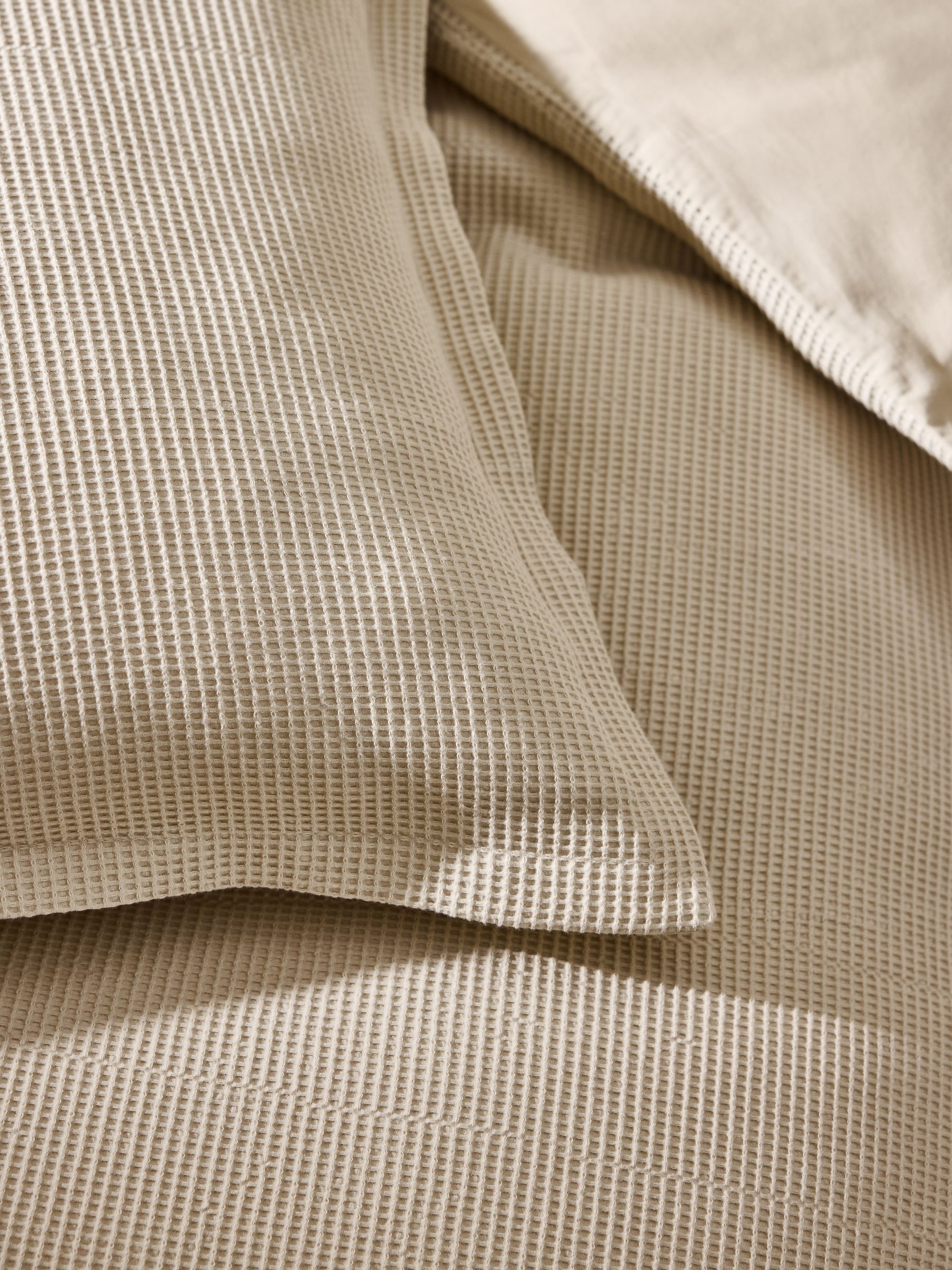 Waffle 100% Cotton Duvet Cover and Pillowcase Set in Natural Oatmeal