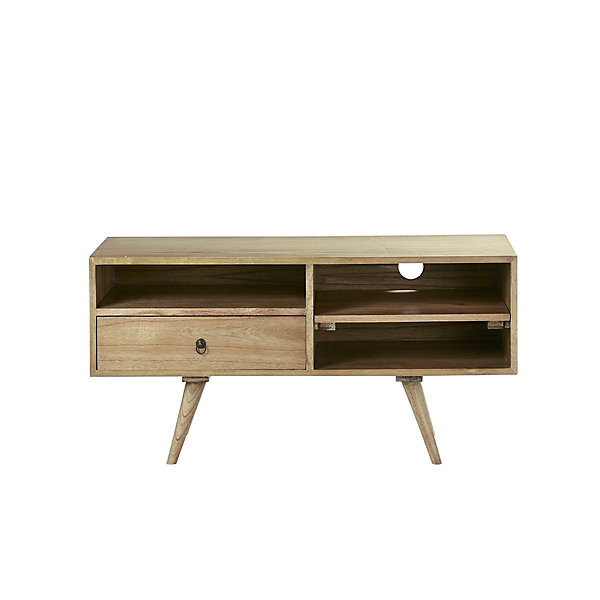Meuble TV en bois massif 110 cm 1 tiroir