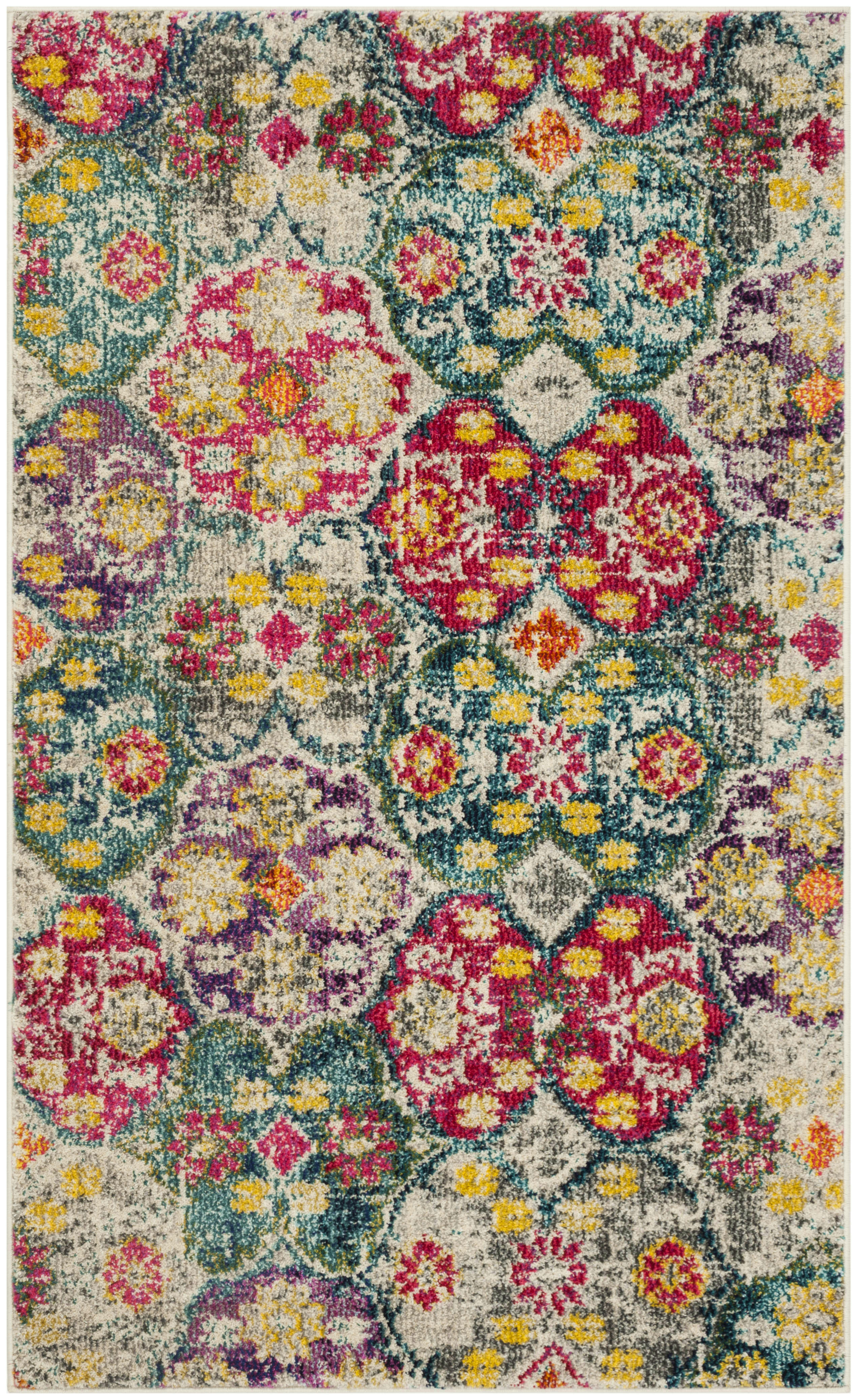 MONACO - Tapis de salon interieur en gris & fuchsia, 122 x 170 cm