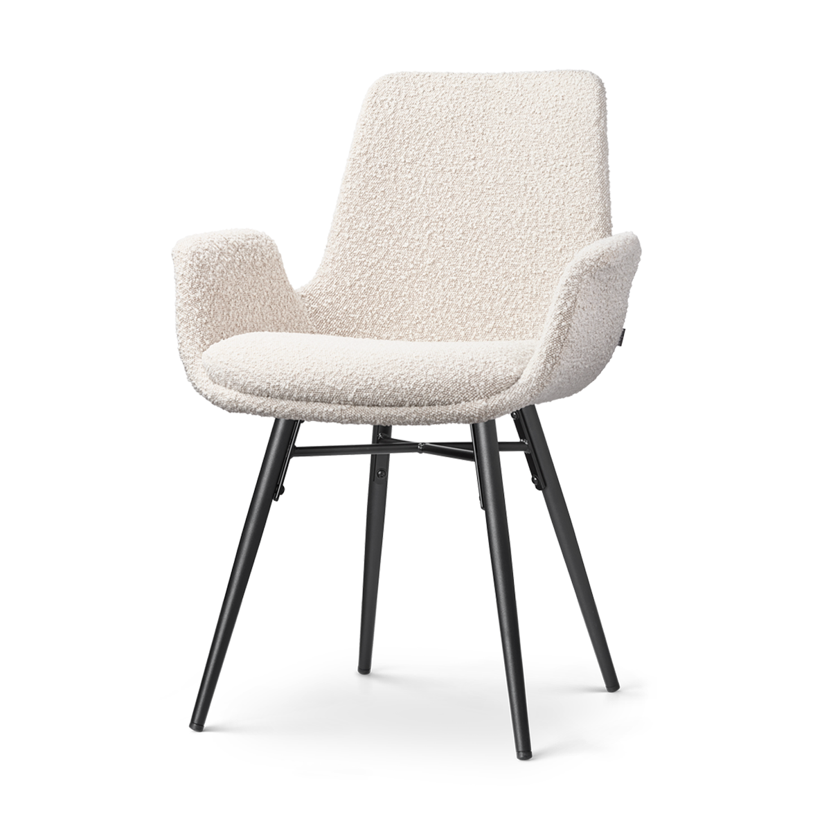 Nolon Nena-Eef Eetkamerstoel Bouclé Beige - Zwarte Houten Poten