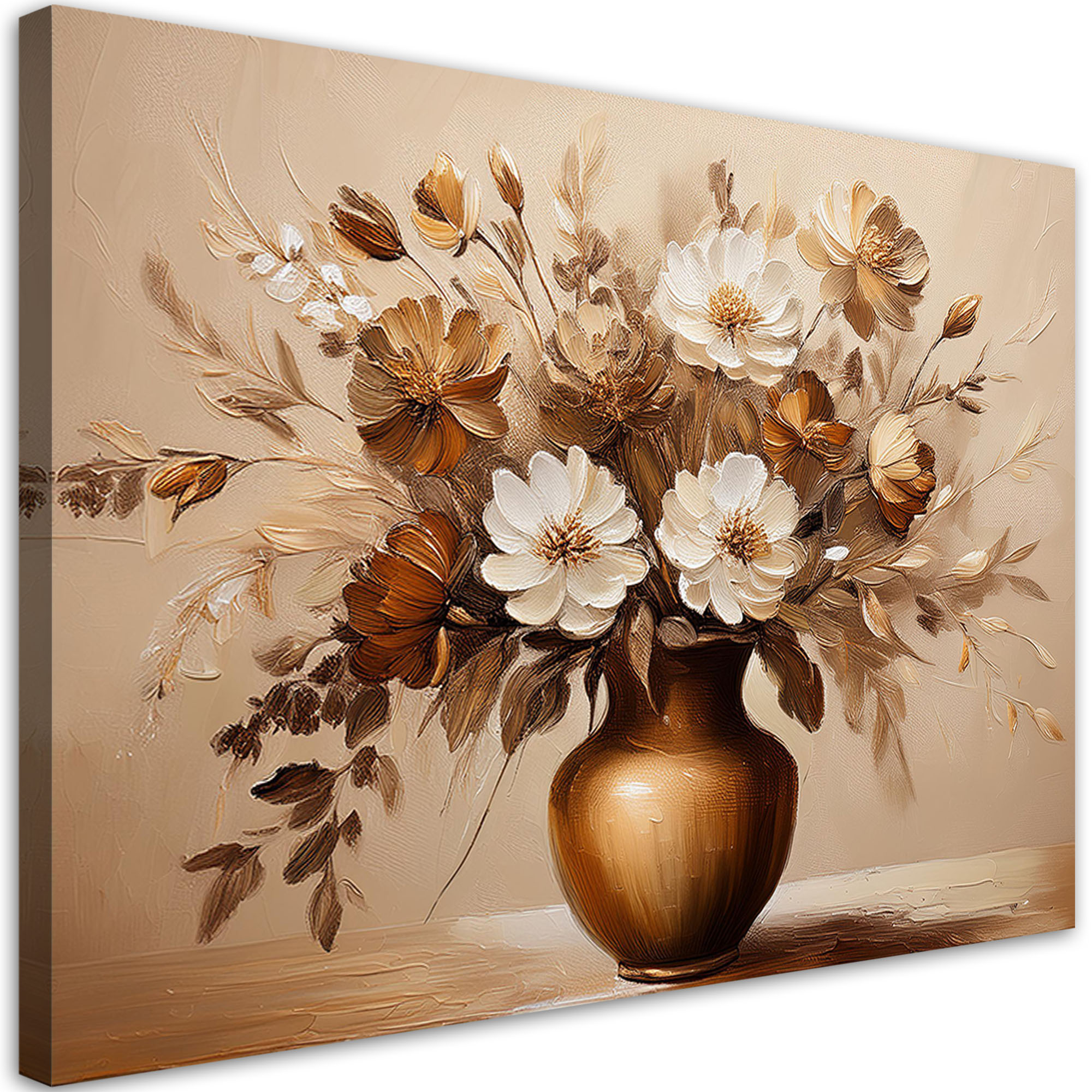 Feeby Obraz na płótnie, Bukiet Kwiatów w Wazonie w Sepii 60x40