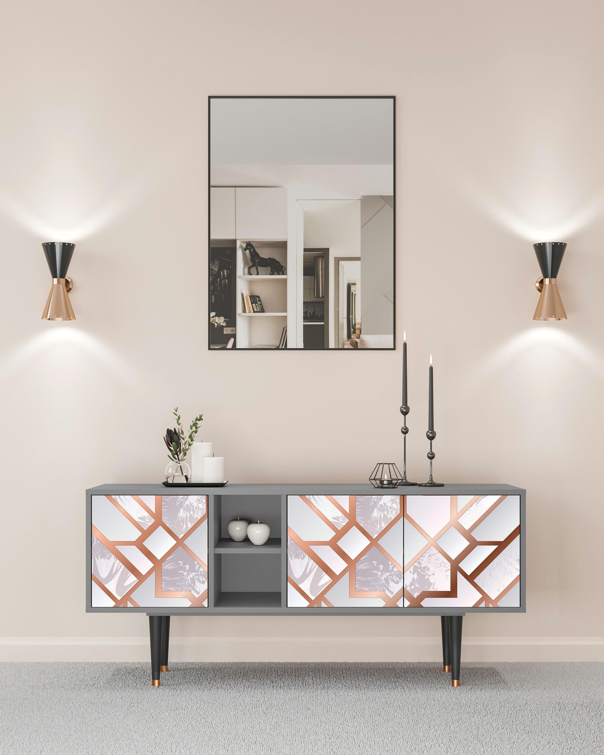 PASTEL FAIRYTALE - Meuble TV  rose clair 3 tiroirs L 150 cm