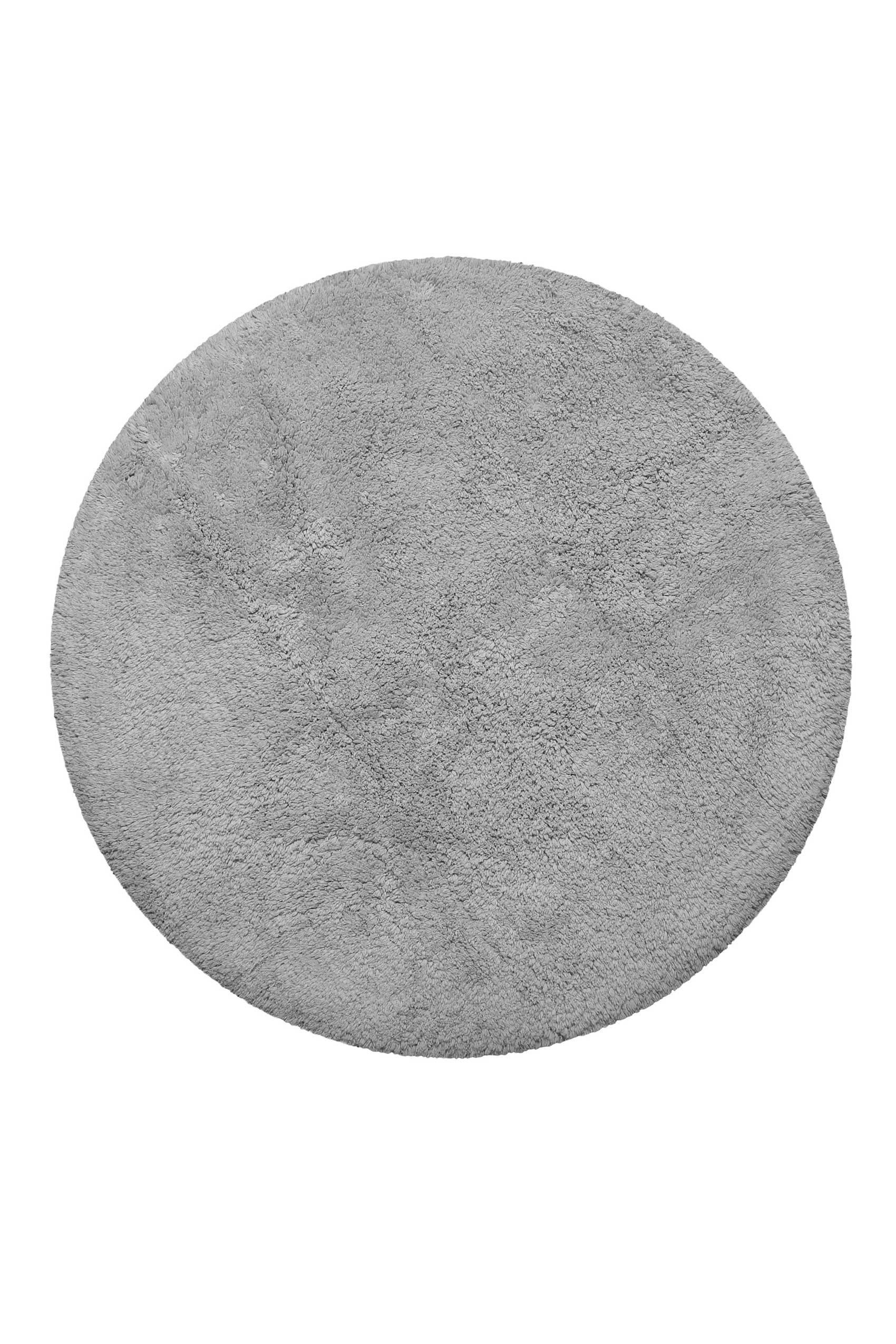 OLE - Tapis de bain rond doux gris clair coton 90 rd.