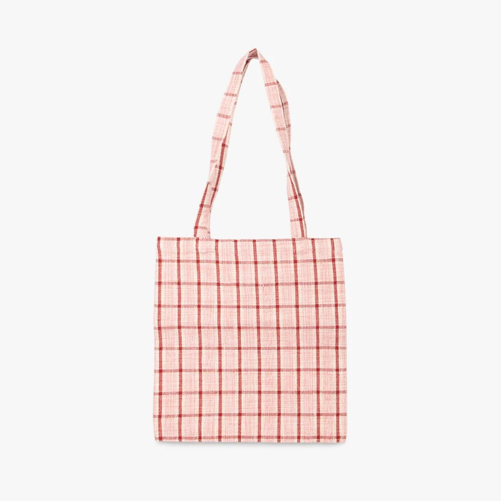 Saco de Algodão Xadrez Rosa e Vermelho 35x38 RIA