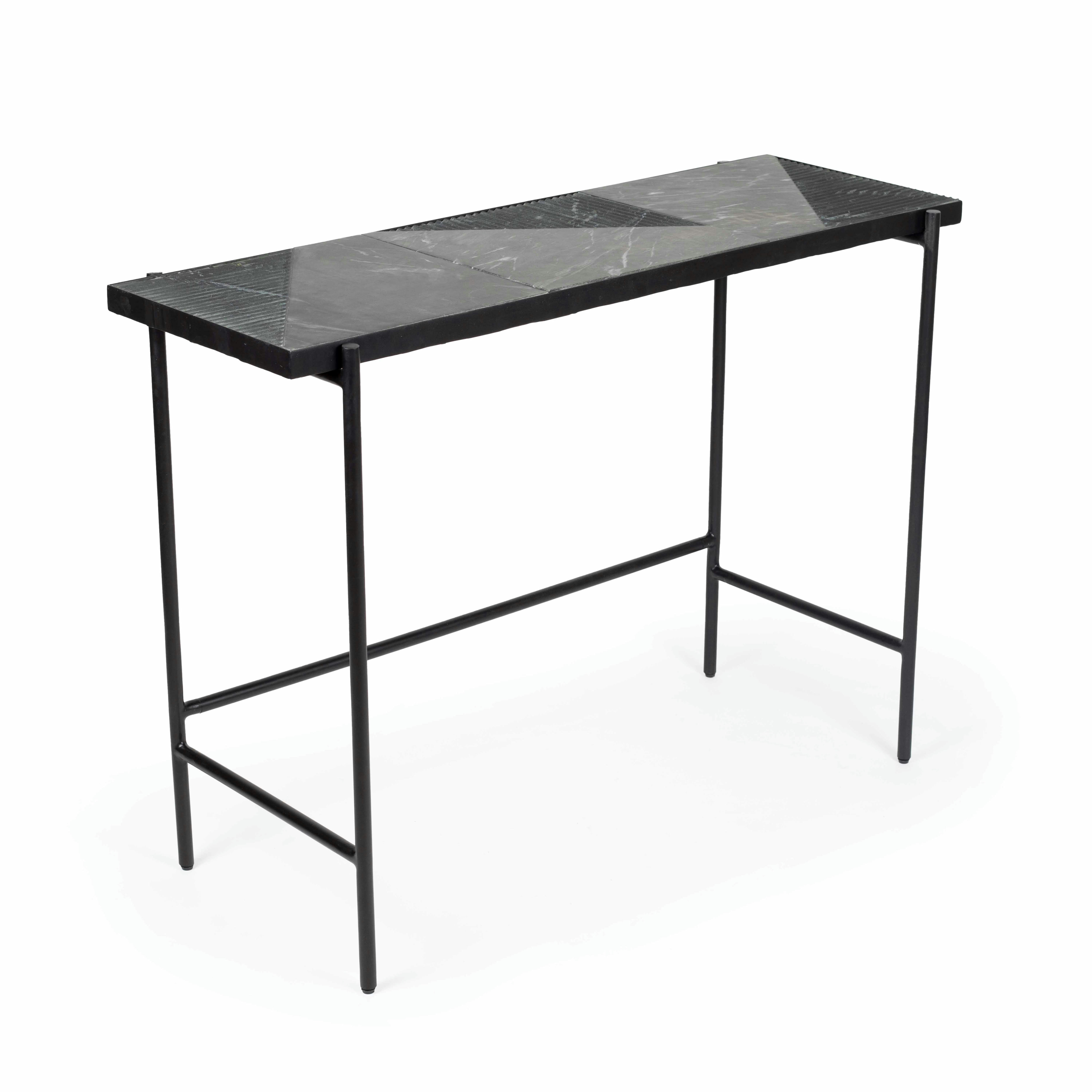 PAHELI - Console en marbre et métal 105 cm noir