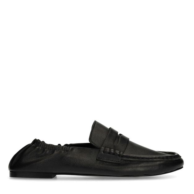 Zwarte leren loafers met rimpel design