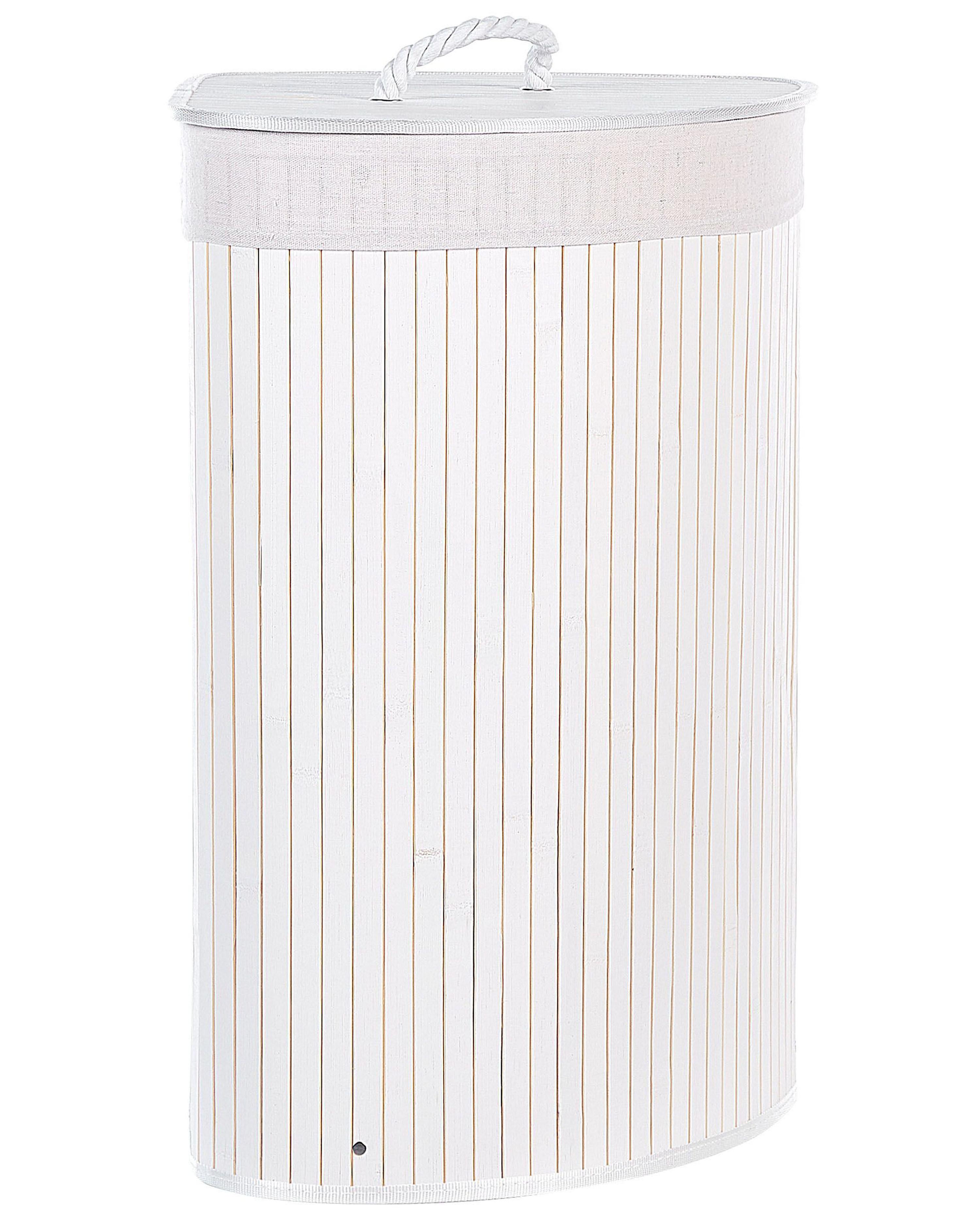 Laundry Basket MATARA Bamboo White 57 L