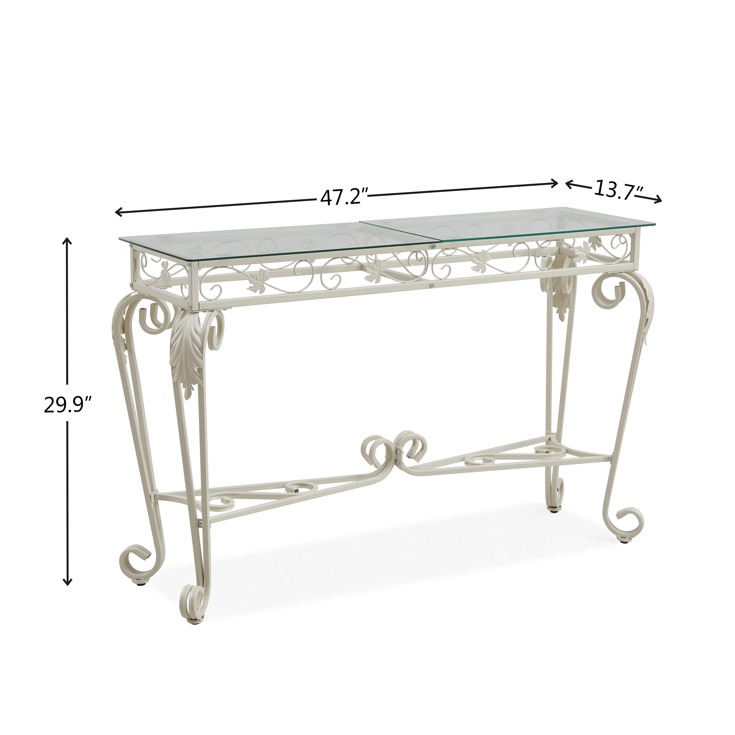 Fancy Glass and Metal Table for Entrance - 13.78 x 47.25 x 29.92