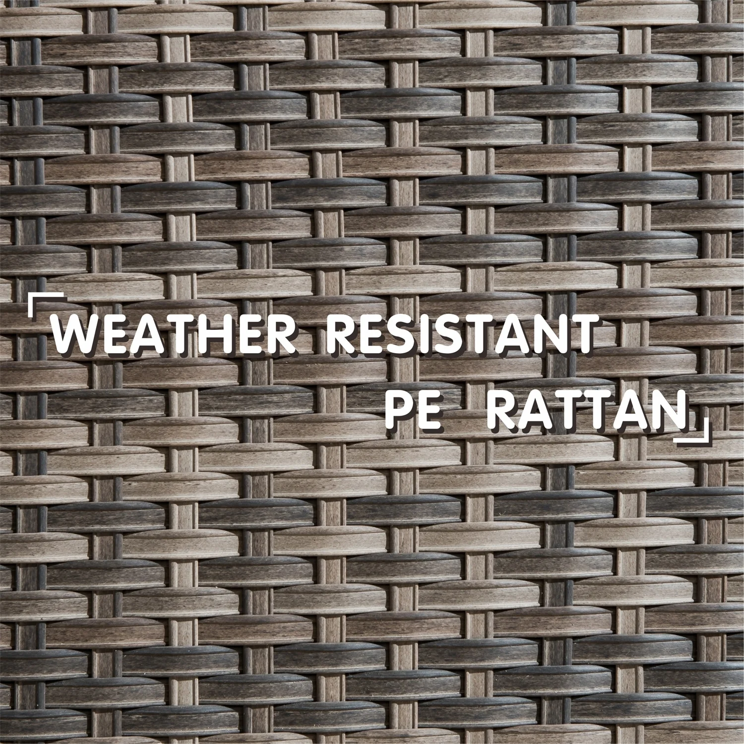 OVIOS Patio Outdoor Wicker Coffee Table with Glass Top