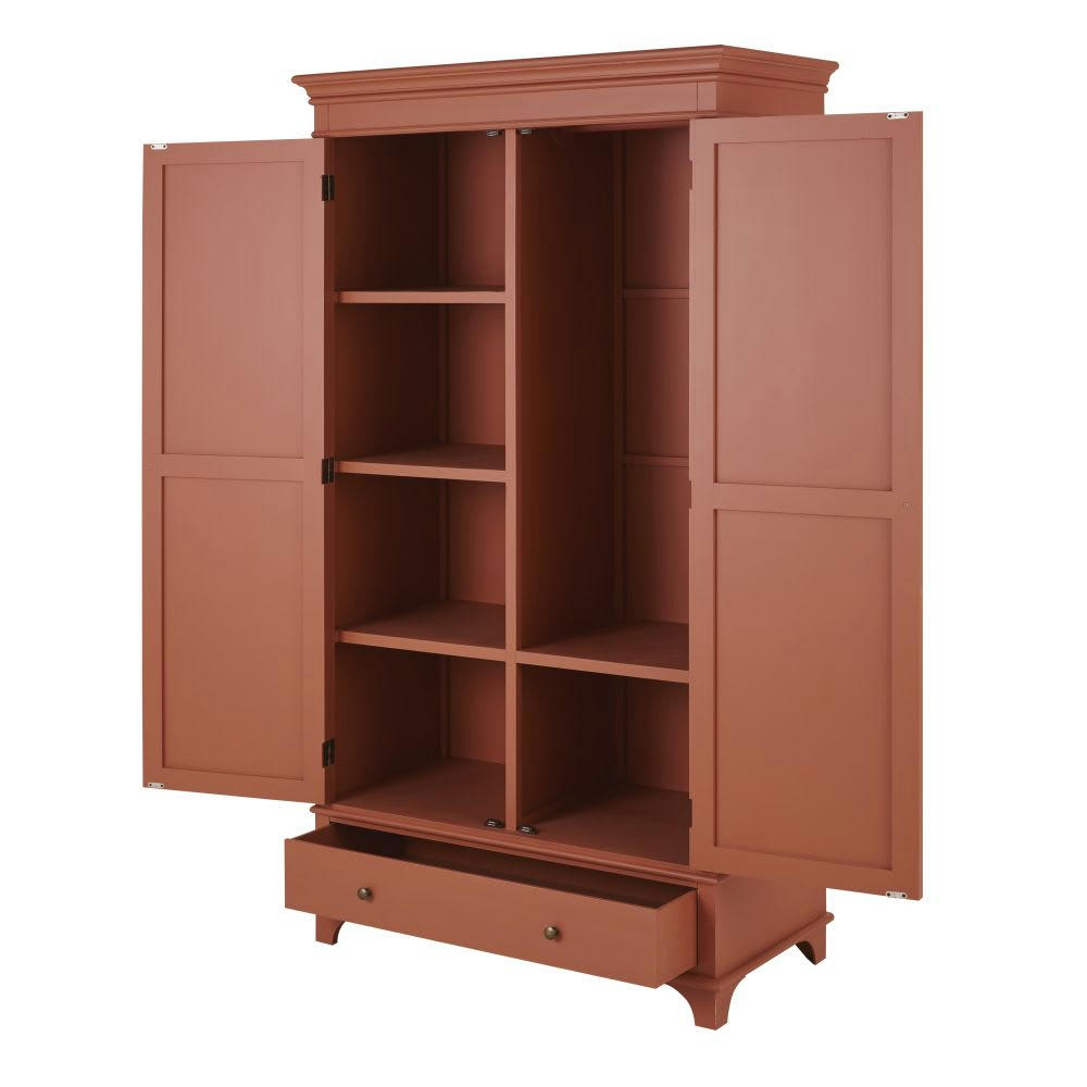 Selena - Armoire 2 portes battantes 1 tiroir terracotta