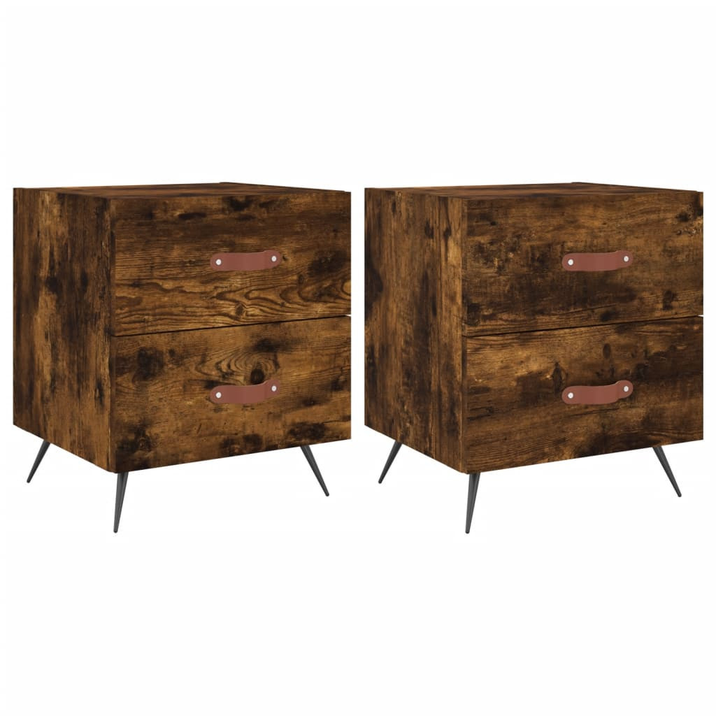 2x Szafka Nocna Stolik Komoda Brązowa z Szufladą Do Sypialni 40x35x47,5 cm