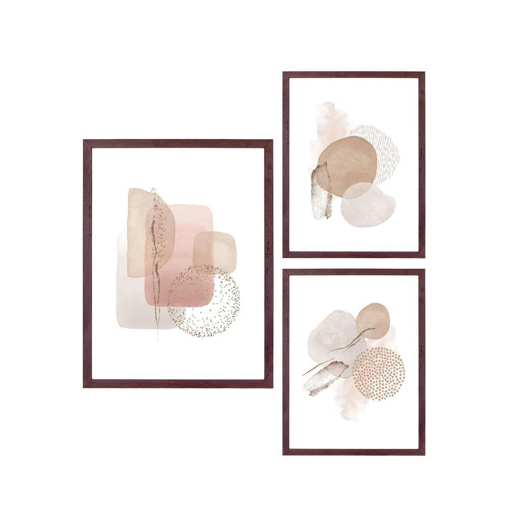 ASPEN - Lot de 3 cadres en bois foncé