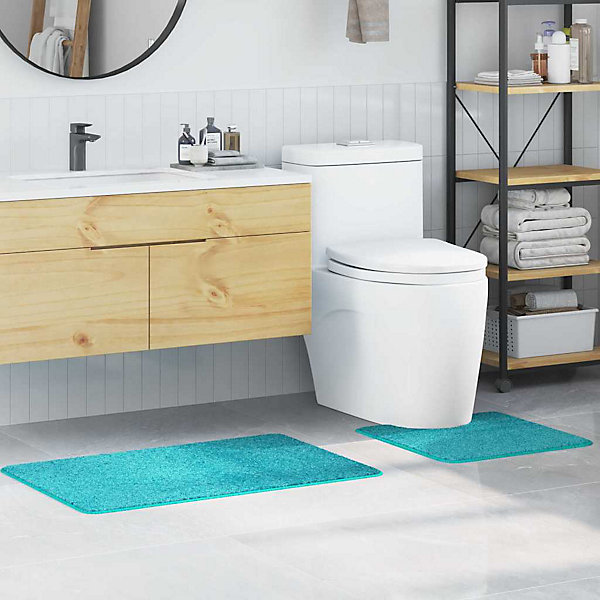 Ensemble de tapis de bain antidérapants 2 pcs Turquoise PP vidaXL
