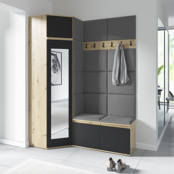 Garderoba szafa Paris Trinity 15 artisan czarny z lustrem