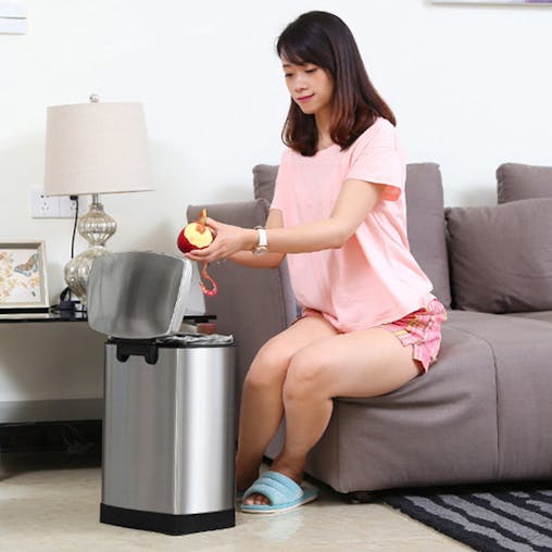SOGA 4-Pack 12L Silver Stainless Steel Foot Pedal Trash Bin