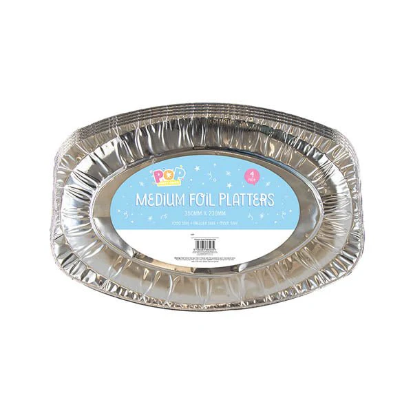 Pop Party Medium Foil Platters 4 Pack